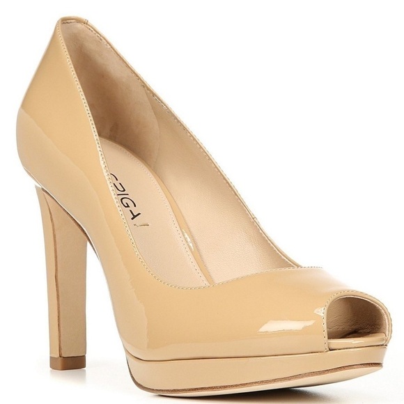 NEW!!! Via Spiga Brandy Peep Toe Heels Nude beige size 7 - Picture 1 of 15